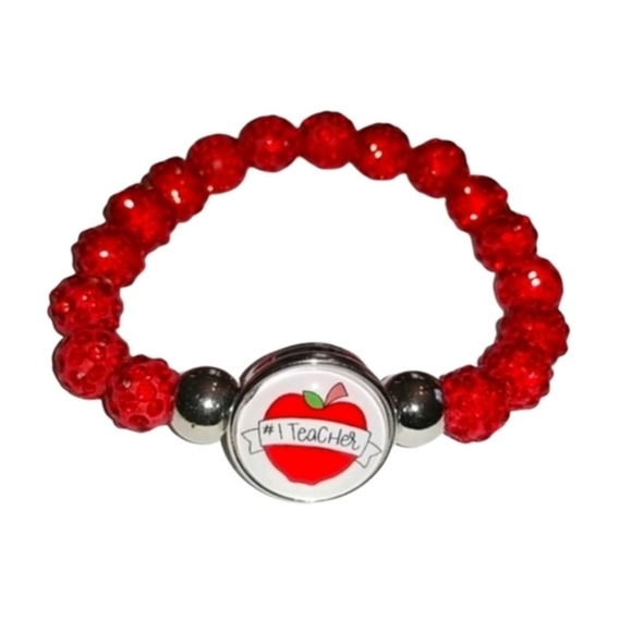 Handcrafted #1 Teacher Bracelet - Picture 1 of 3